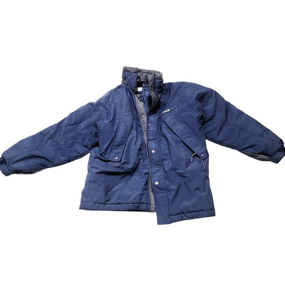Patagonia Kids L (12) Navy Coat Zip Closure & Pockets‎ Snap Buttons Vintage READ - Picture 7 of 12